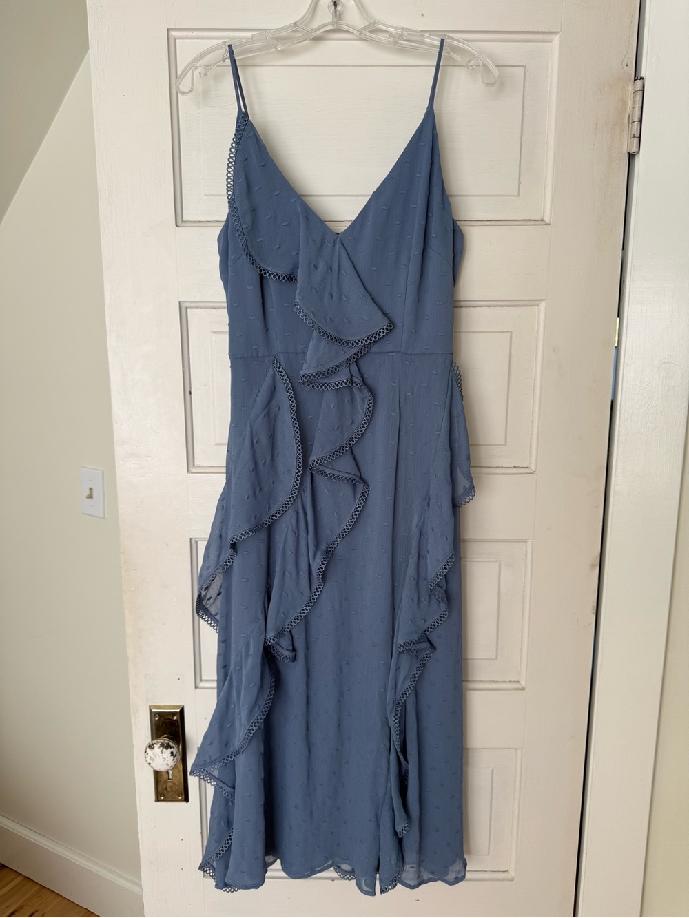 KEEPSAKE the Label Dusty Blue Ruffle Midi Dress size M